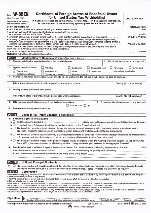W8BEN Form - www.Print-W9.com